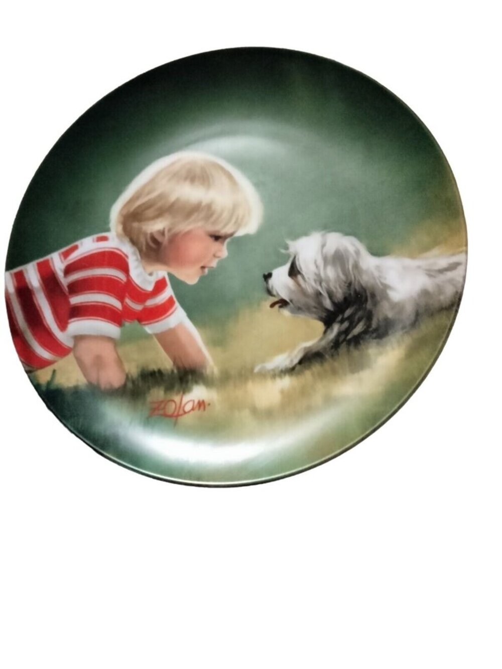 Pemberton Oakes Donald Zolan Children Pets Making Friends Plate Puppy Signed